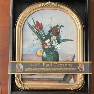 Gold Framed Floral Art Print - Red & Green Accents Paul Cezanne